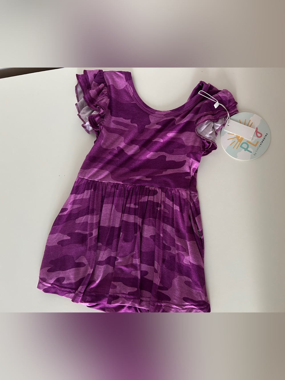 Little Sleepies Purple Camo Ruffle-Sleeve One-Piece